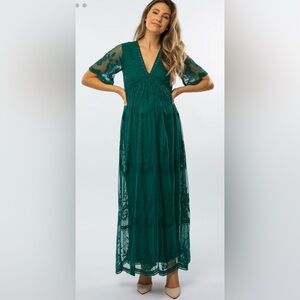 Pinkblush forest green maxi dress